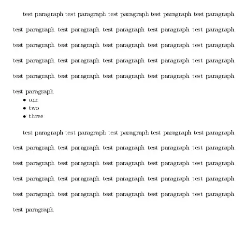 bad spacing between list and previous paragraph
