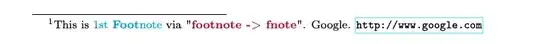 1st Footnote via "footnote -> fnote"