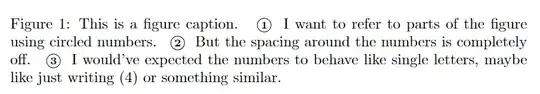 Example with excessive spacing around encircled digits