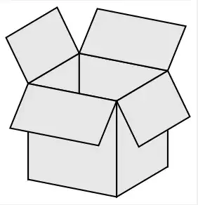 Diagram of a open box in 3D