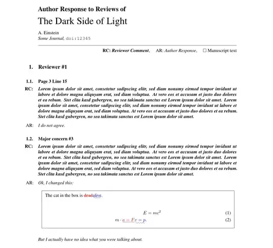 Example author response to review letter