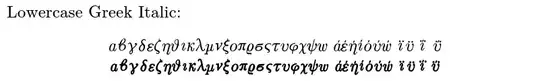 talos example of lowercase italic Greek