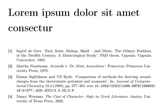 Bibliography with onehalfspaced heading and singlespaced, small content.