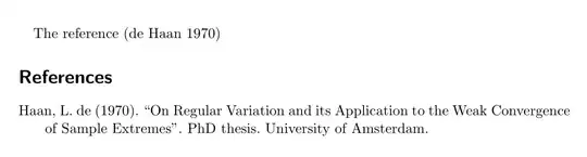 The reference (de Haan 1970)//Haan, L. de (1970). “On Regular Variation and its Application to the Weak Convergence of Sample Extremes”. PhD thesis. University of Amsterdam.