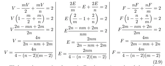 three equations side by side