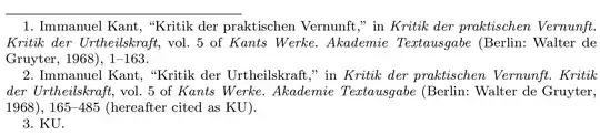 Immanuel Kant, “Kritik der praktischen Vernunft,” in Kritik der praktischen Vernunft. Kritik der Urtheilskraft, vol. 5 of Kants Werke. Akademie Textausgabe (Berlin: Walter de Gruyter, 1968), 1–163.// Immanuel Kant, “Kritik der Urtheilskraft,” in Kritik der praktischen Vernunft. Kritik der Urtheilskraft, vol. 5 of Kants Werke. Akademie Textausgabe (Berlin: Walter de Gruyter, 1968), 165–485 (hereafter cited as KU).//KU