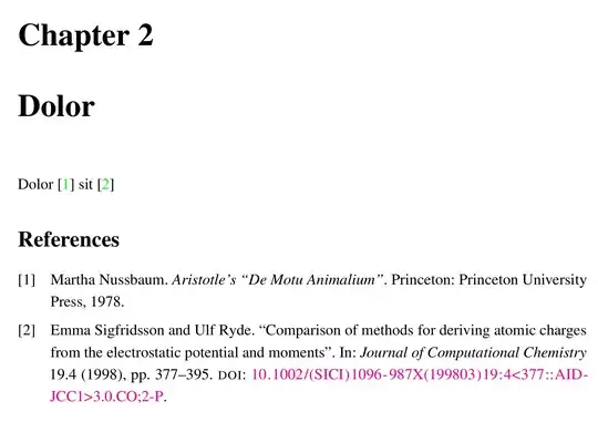 Screenshot of chapter 2 with two citations and a subbibliography with those two entries