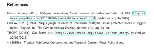 printed references in document