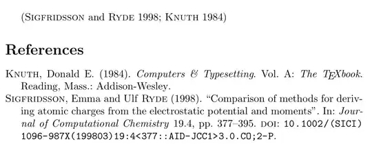"(Sigfridsson and Ryde 1998; Knuth 1984)" only family names in small caps