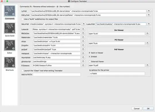 My current 'Commands' preferences in Texmaker.