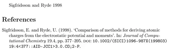 Sigfridsson, E. and Ryde, U. (1998). ‘Comparison of methods for deriving atomic charges from the electrostatic potential and moments’. In: Journal of Computational Chemistry 19.4, pp. 377–395. doi: 10.1002/(SICI)1096-987X(199803)19:4<377::AID-JCC1>3.0.CO;2-P.