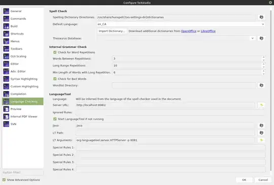 Current language settings