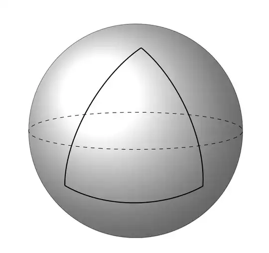 spherical triangle on shaded sphere
