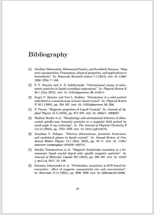 The bibliography page