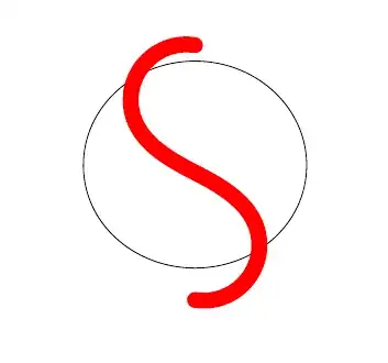 black circle and red path