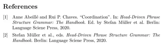 [1] Anne Abeillé and Rui P. Chaves. “Coordination”. In: Head-Driven Phrase Structure Grammar: The Handbook. Ed. by Stefan Müller et al. Berlin: Language Sciene Press, 2020.//[2] Stefan Müller et al., eds. Head-Driven Phrase Structure Grammar: The Handbook. Berlin: Language Sciene Press, 2020.