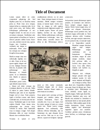 A three-column document containing a figure that spans the middle column and also extends slightly into the left and right columns, with the text wrapping around the figure.