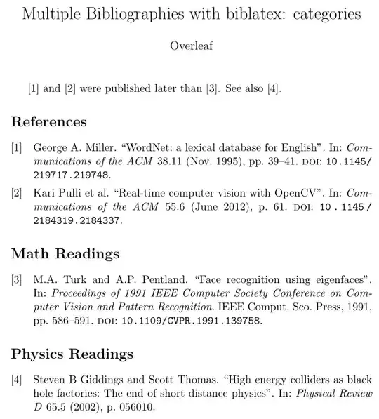 Multiple Bibliograhies with biblatex - categories