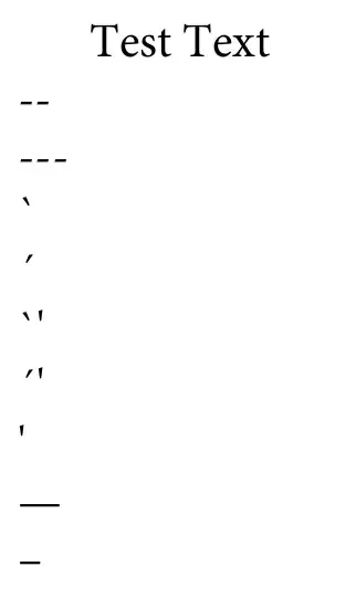 The dashes do not get converted in this setup