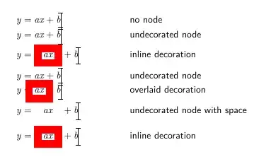 Highlighting terms in an equation, showing the various spacing options
