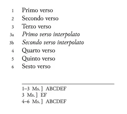 Apparatus of manuscripts without subline numbers