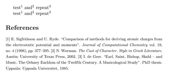 [1] E. Sigfridsson and U. Ryde. “Comparison of methods for deriving atomic charges from the electrostatic potential and moments”. Journal of Computational Chemistry vol. 19, no. 4 (1998), pp. 377–395. [2] N. Worman. The Cast of Character. Style in Greek Literature. Austin: University of Texas Press, 2002. [3] I. de Geer. “Earl, Saint, Bishop, Skald – and Music. The Orkney Earldom of the Twelfth Century. A Musicological Study”. PhD thesis. Uppsala: Uppsala Universitet, 1985.