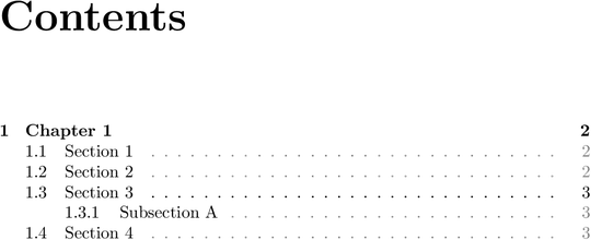 Result with gray page numbers and dots