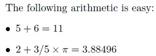 Regular arithmetic using fp package