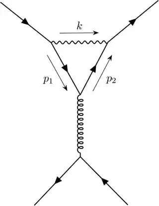 Penguin diagram with momentum arrows
