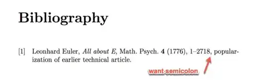 Addendum field wants semicolon not comma