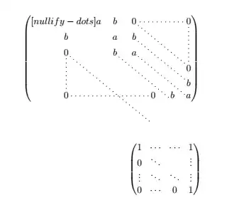 First matrix has random text and too many dots