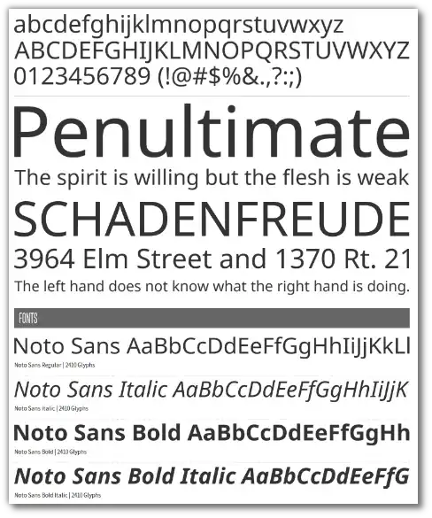 This is the specimen from Font Squirrel. Noto specimen