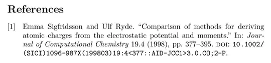 Emma Sigfridsson and Ulf Ryde. “Comparison of methods for deriving atomic charges from the electrostatic potential and moments.” In: Journal of Computational Chemistry 19.4 (1998), pp. 377–395. doi: 10.1002/(SICI)1096-987X(199803)19:4<377::AID-JCC1>3.0.CO;2-P.