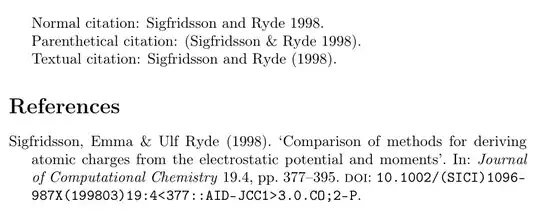 Normal citation: Sigfridsson and Ryde 1998.//Parenthetical citation: (Sigfridsson & Ryde 1998).//Textual citation: Sigfridsson and Ryde (1998).//Sigfridsson, Emma & Ulf Ryde (1998).