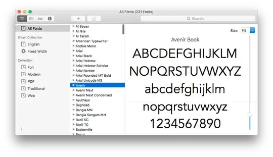 The Avenir font in Font Book