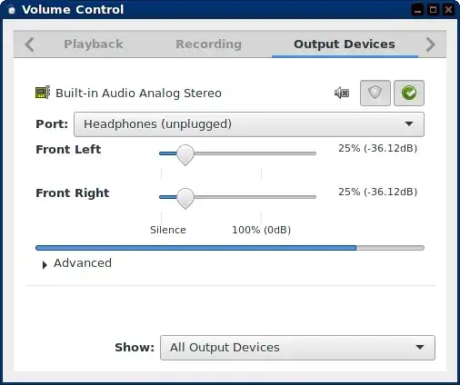Volume Control, immediately after boot