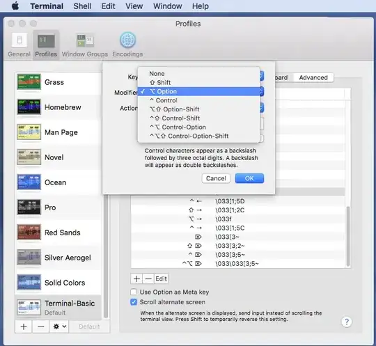 showing the available modifiers for keys