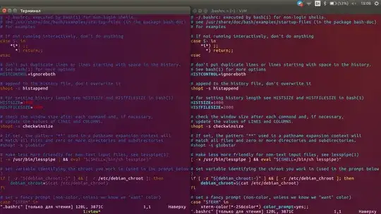 ![Left is <code>tmux</code> in <code>gnome-terminal</code>, right is plain <code>gnome-terminal</code>