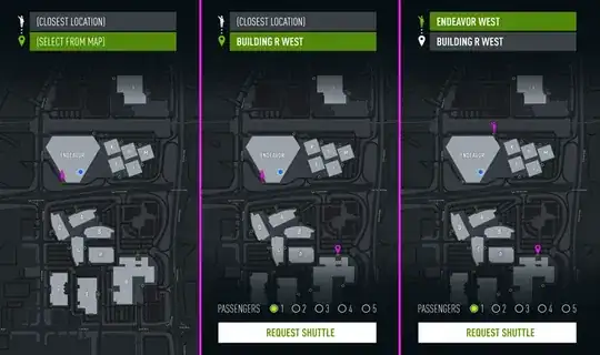 Three screenshots showing the various modes of the app screen