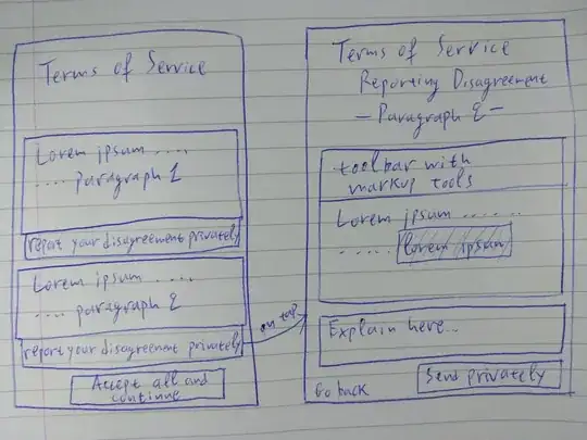 terms of service one screen to select and another to markup with special html editor