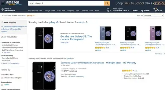 Search results of amazon.com