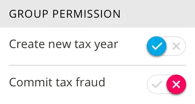 Toggles with embedded check and x icons