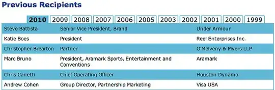 Screenshot of tab interface