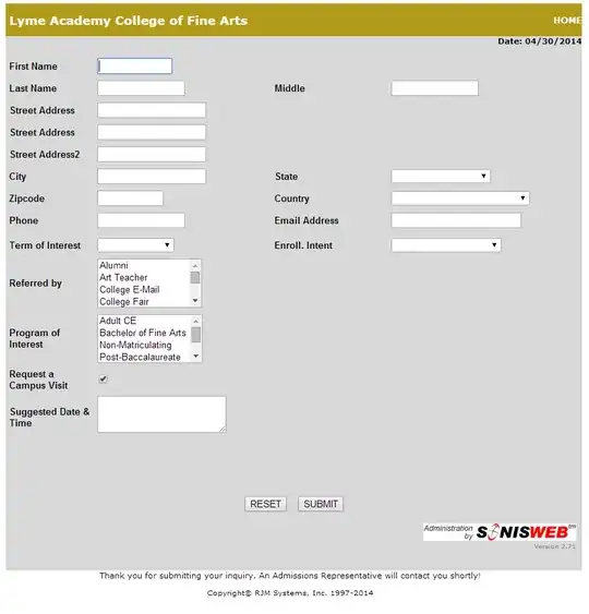 Lyme Academy College of Fine Arts Signup Screenshot