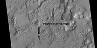Arrows point to possible pingos, as seen by HiRISE under HiWish program. Pingos contain a core of pure ice.