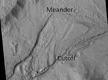 Meander.  Cutoff was formed, which made a shortcut for the water.