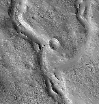 Valleys on the Ejecta Blanket from Cerulli Crater, as seen by HiRISE