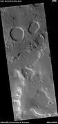 Wide view of possible pingos, as seen by HiRISE under HiWish program.  Pingos contain a core of pure ice; they would be useful for a source of water by future colonists.