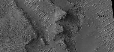 Layers in depression in crater, as seen by HiRISE under HiWish program