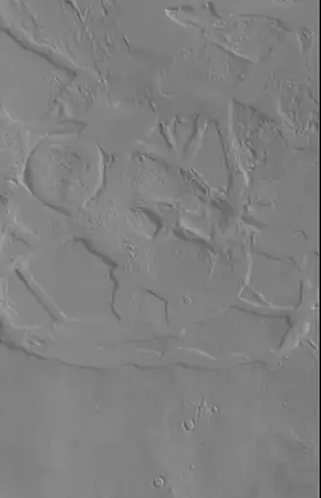 Galaxias Chaos as seen by CTX.  The scene in the next image is a part of this picture.